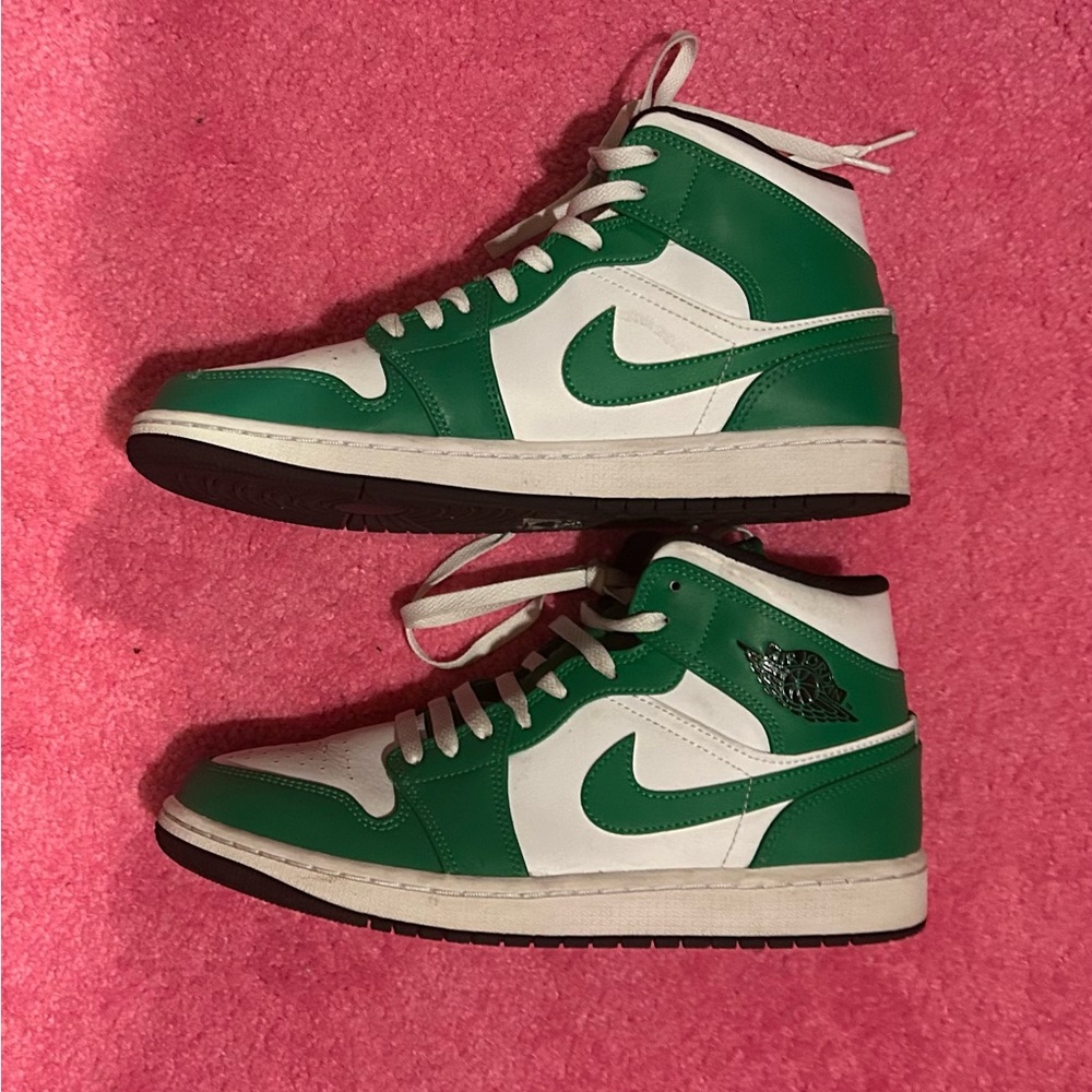 Jordan Green and White High-Top Sneakers